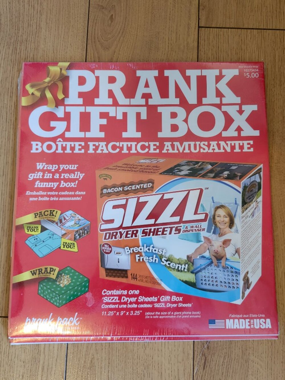 HILARIOUS Prank Pack Sizzl Bacon Scented Dryer Sheets Gag Gift Box bnip